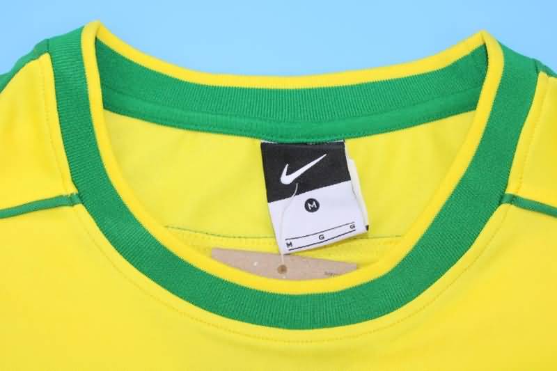 Thailand Quality(AAA) 1998 Brazil Retro Home Long Slevee Soccer Jersey