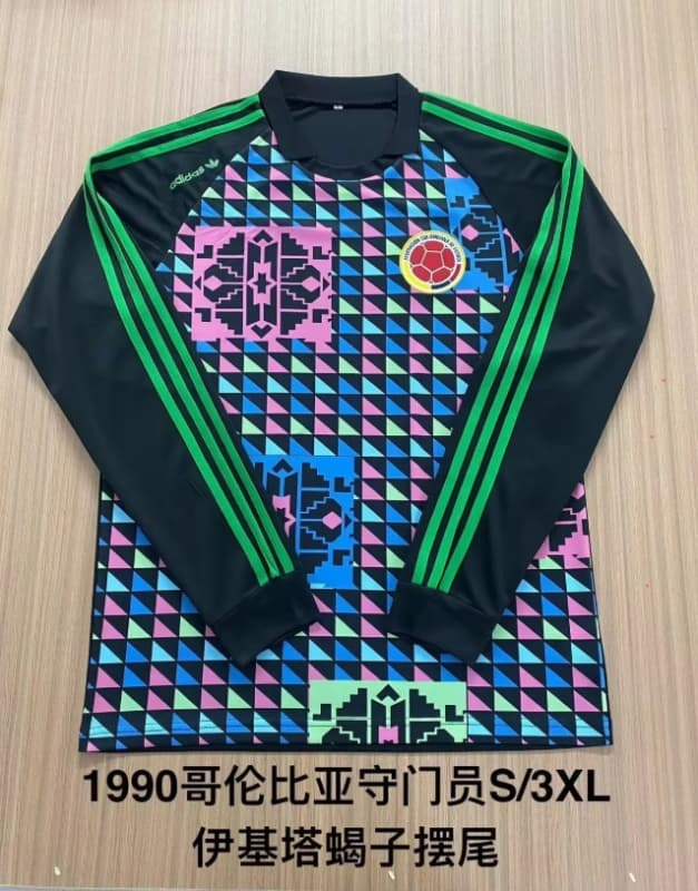 Thailand Quality(AAA) 1990 Colombia Goalkeeper Retro Long Sleeve Soccer Jersey Thailand Quality(AAA) 1990 Colombia Goalkeeper Retro Long Sleeve Soccer Jersey