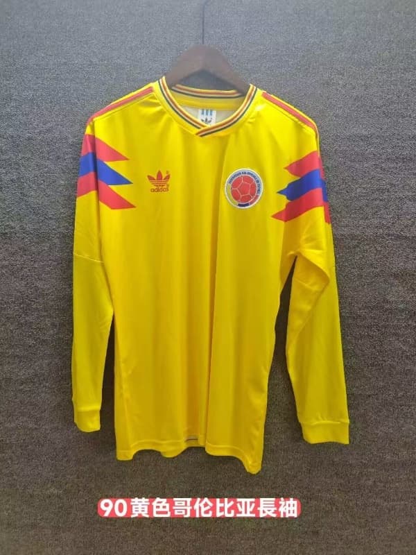 Thailand Quality(AAA) 1990 Colombia Home Retro Long Sleeve Soccer Jersey Thailand Quality(AAA) 1990 Colombia Home Retro Long Sleeve Soccer Jersey