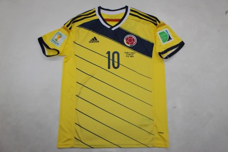 Thailand Quality(AAA) 2014 Colombia Home Retro Soccer Jersey