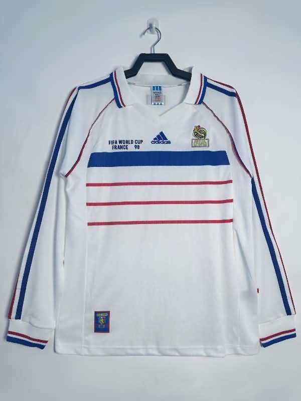 Thailand Quality(AAA) 1998 France Away Long Sleeve Retro Soccer Jersey