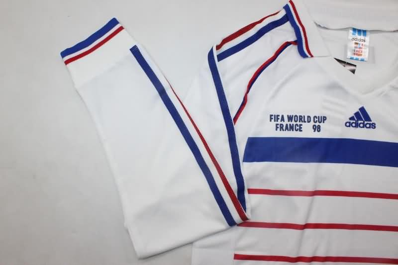 Thailand Quality(AAA) 1998 France Away Long Sleeve Retro Soccer Jersey