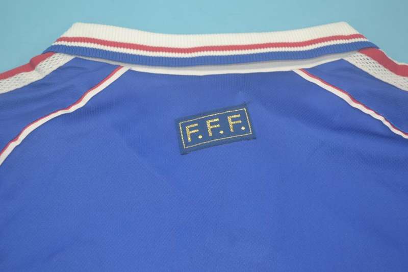 Thailand Quality(AAA) 1998 France Home Retro Soccer Jersey(L/S)