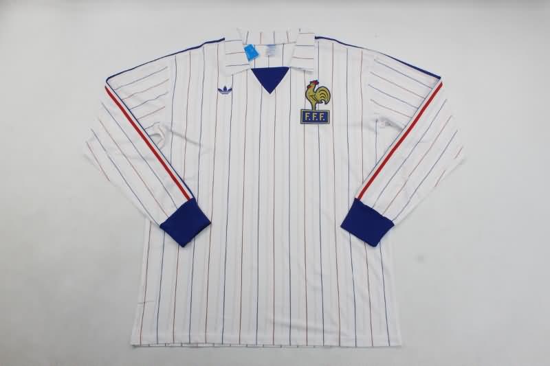 Thailand Quality(AAA) 1980/82 France Away Long Sleeve Retro Soccer Jersey