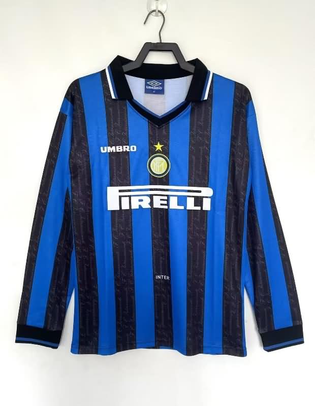 Thailand Quality(AAA) 1997/98 Inter Milan Home Long Sleeve Retro Soccer Jersey