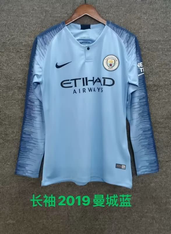 Thailand Quality(AAA) 2018/19 Manchester City Home Long Sleeve Retro Soccer Jersey Thailand Quality(AAA) 2018/19 Manchester City Home Long Sleeve Retro Soccer Jersey