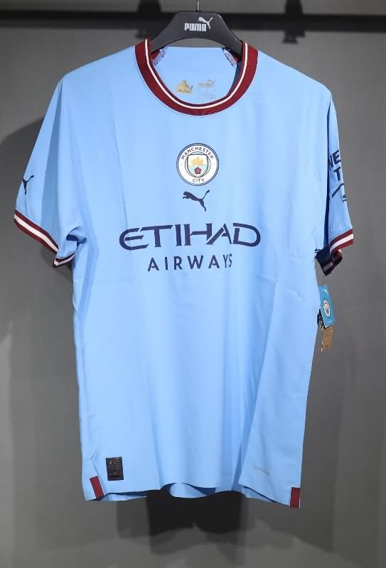 Thailand Quality(AAA) 2022/23 Manchester City Home Retro Soccer Jersey (Player) Thailand Quality(AAA) 2022/23 Manchester City Home Retro Soccer Jersey (Player)