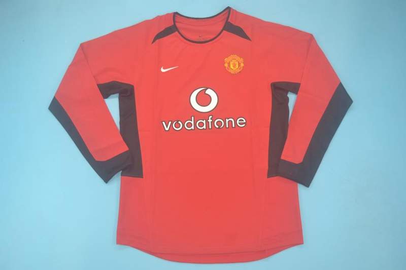 Thailand Quality(AAA) 2002/04 Manchester United Home Retro Soccer Jersey(L/S)