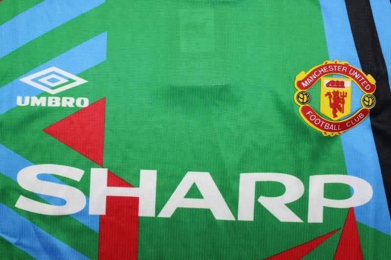 Thailand Quality(AAA) 1992/93 Manchester United GK Green Long Retro Soccer Jersey