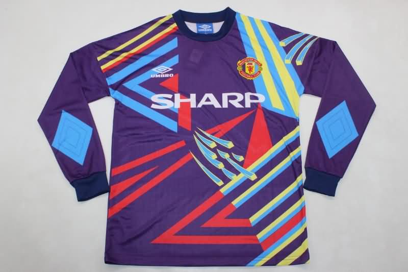 Thailand Quality(AAA) 1992/93 Manchester United GK Purples Long Retro Soccer Jersey