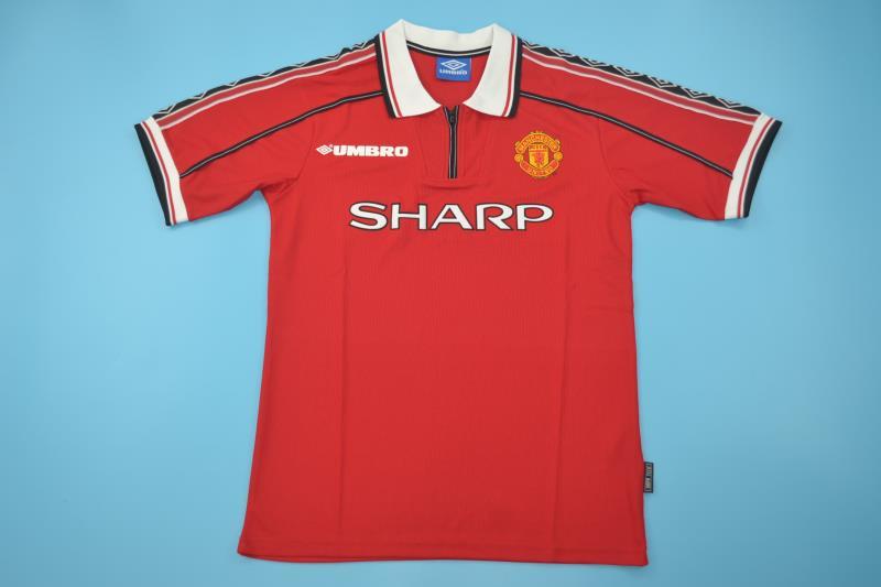Thailand Quality(AAA) 1998/00 Manchester United Home Retro Soccer Jersey