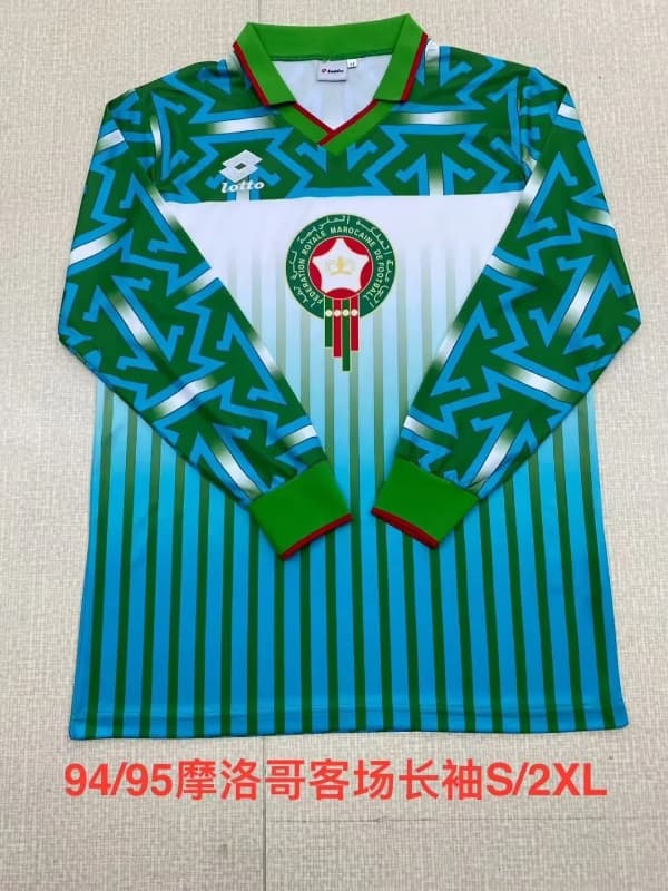 Thailand Quality(AAA) 1994/95 Morocco Away Retro Long Sleeve Soccer Jersey Thailand Quality(AAA) 1994/95 Morocco Away Retro Long Sleeve Soccer Jersey