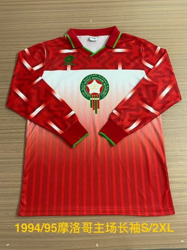 Thailand Quality(AAA) 1994/95 Morocco Home Retro Long Sleeve Soccer Jersey Thailand Quality(AAA) 1994/95 Morocco Home Retro Long Sleeve Soccer Jersey