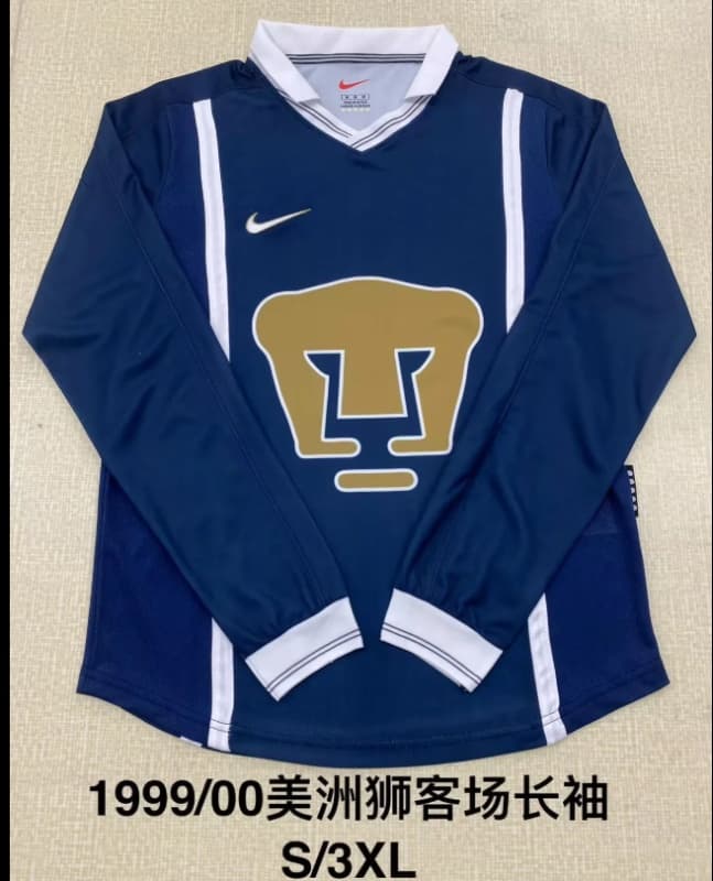 Thailand Quality(AAA) 1999/00 Pumas UNAM Away Long Sleeve Retro Soccer Jersey Thailand Quality(AAA) 1999/00 Pumas UNAM Away Long Sleeve Retro Soccer Jersey
