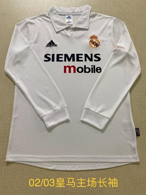 Thailand Quality(AAA) 2002/03 Real Madrid Home Long Sleeve Retro Soccer Jersey