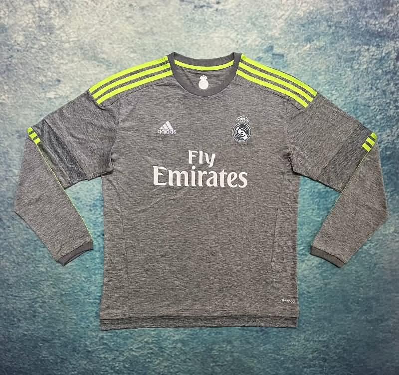 Thailand Quality(AAA) 2015/16 Real Madrid Away Long Sleeve Retro Soccer Jersey