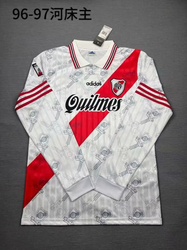 Thailand Quality(AAA) 1996 River Plate Home Long Sleeve Retro Soccer Jersey