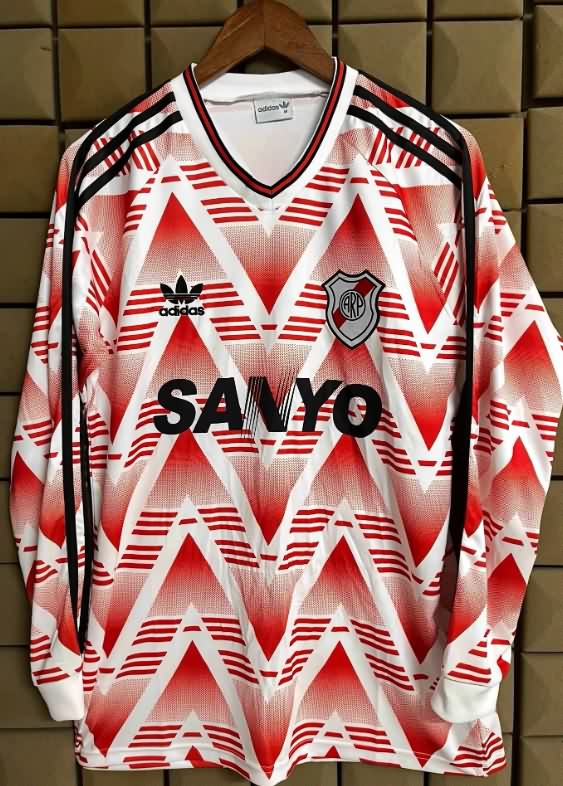 Thailand Quality(AAA) 1992/93 River Plate Away Long Sleeve Retro Soccer Jersey Thailand Quality(AAA) 1992/93 River Plate Away Long Sleeve Retro Soccer Jersey