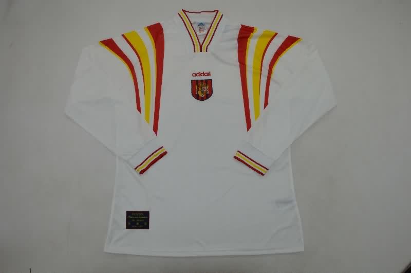 Thailand Quality(AAA) 1996 Spain Away Retro Long Sleeve Soccer Jersey Thailand Quality(AAA) 1996 Spain Away Retro Long Sleeve Soccer Jersey