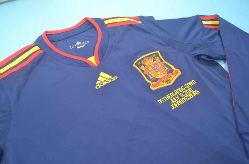 Thailand Quality(AAA) 2010 Spain Away Retro Soccer Jersey(L/S)