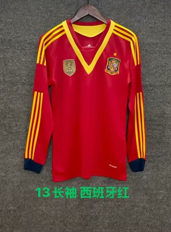 Thailand Quality(AAA) 2013 Spain Home Long Sleeve Retro Soccer Jersey Thailand Quality(AAA) 2013 Spain Home Long Sleeve Retro Soccer Jersey