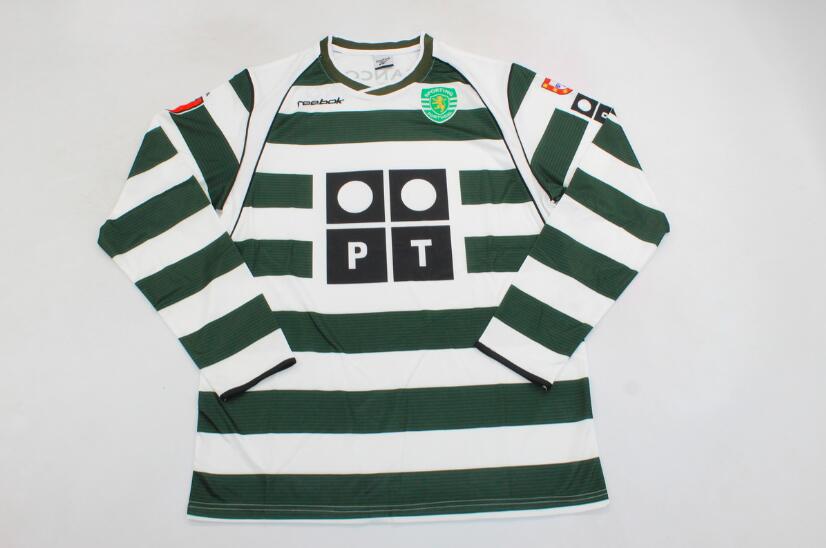 Thailand Quality(AAA) 2002/03 Sporting Lisbon Home Long Sleeve Retro Soccer Jersey