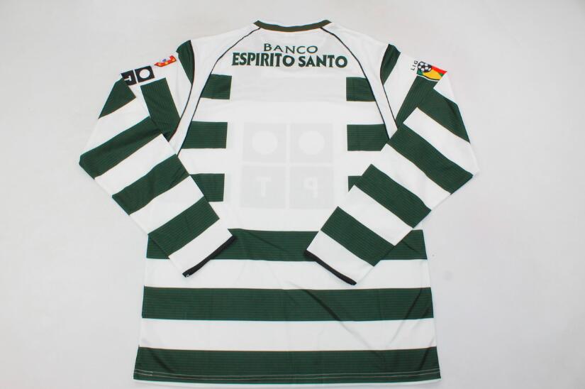 Thailand Quality(AAA) 2002/03 Sporting Lisbon Home Long Sleeve Retro Soccer Jersey