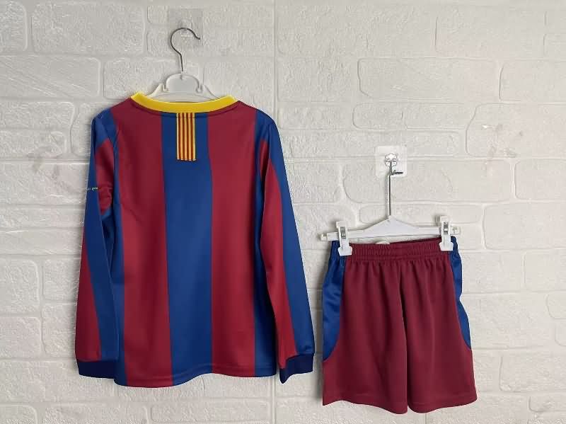 2010/11 Barcelona Home Long Sleeve Kids Soccer Jersey And Shorts