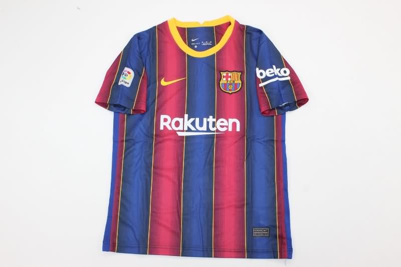 2020/21 Barcelona Home Kids Soccer Jersey And Shorts