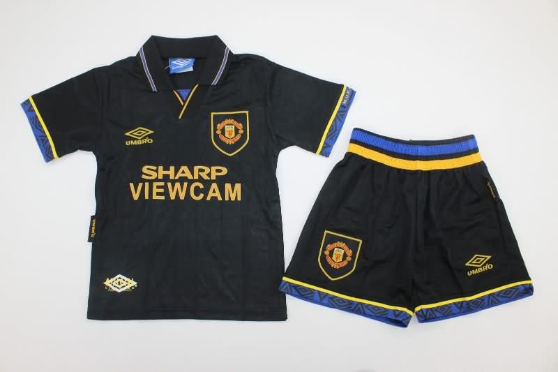 1993/95 Manchester United Away Kids Soccer Jersey And Shorts